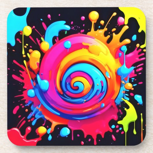 Rainbow Paint Splash Getränkeuntersetzer (Vorderseite)