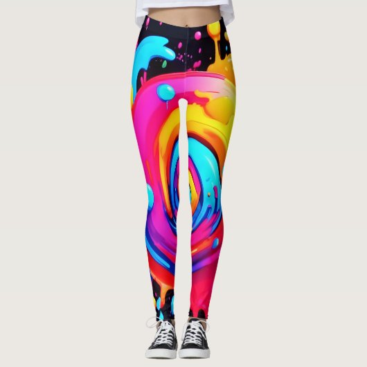 Rainbow Paint Splash Leggings (Vorderseite)