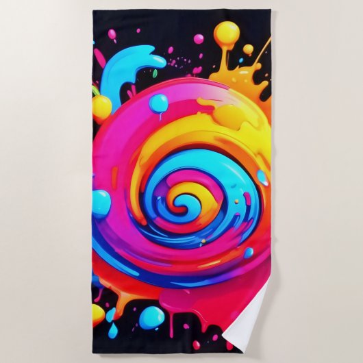 Rainbow Paint Splash Strandtuch (Vorderseite)