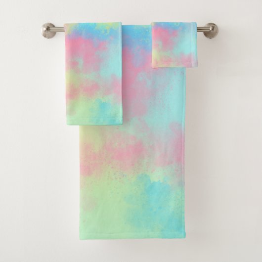 Rainbow Paint Spritzer Badhandtuch Set (Insitu)