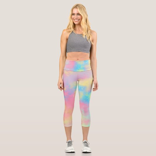 Rainbow Paint Spritzer Capri Leggings (Vorderseite)