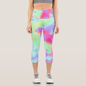 Rainbow Paint Spritzer Capri Leggings (Vorderseite)