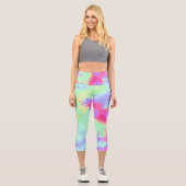Rainbow Paint Spritzer Capri Leggings (Vorderseite)