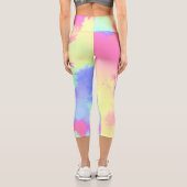 Rainbow Paint Spritzer Capri Leggings (Rückseite)