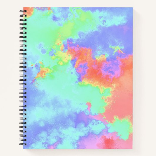 Rainbow Paint Spritzer Effect Orange Blue Green Notizblock (Vorderseite)