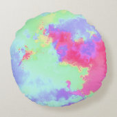 Rainbow Paint Spritzer Effect Pink Rundes Kissen (Rückseite)