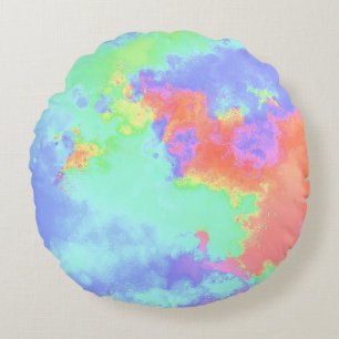 Rainbow Paint Spritzer Effekt Rosa grüne Orange Rundes Kissen