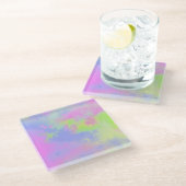 Rainbow Paint Spritzer Glass Untersetzer (Schrägansicht)