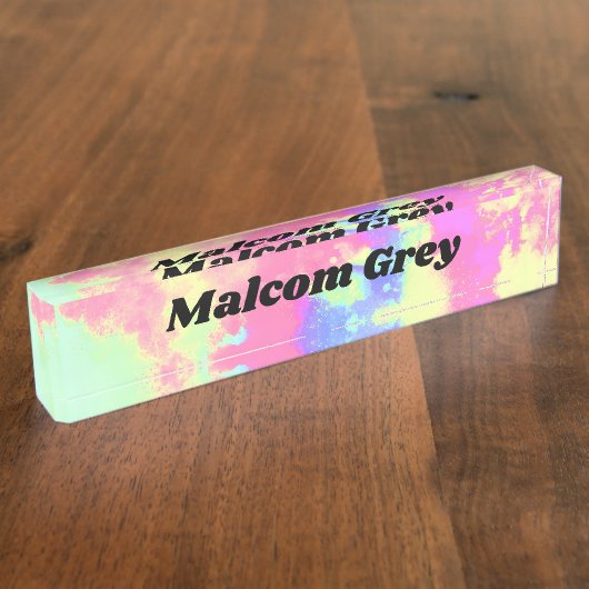 Rainbow Paint Spritzer Namensplakette (Seite)