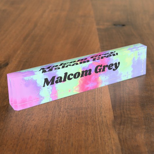 Rainbow Paint Spritzer Namensplakette (Seite)