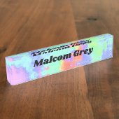 Rainbow Paint Spritzer Namensplakette (Seite)