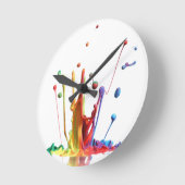 Rainbow Paint Spritzer Runde Wanduhr (Winkel)