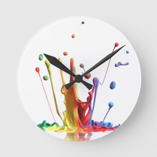 Rainbow Paint Spritzer Runde Wanduhr (Vorderseite)