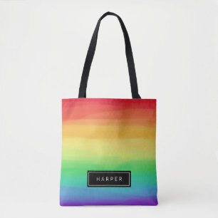 Rainbow Paint Strokes Individuelle Name Tasche