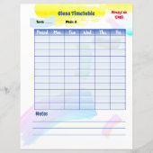 Rainbow Paint Student Class Timetable (Vorderseite)