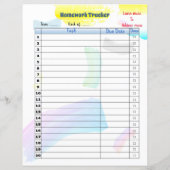 Rainbow Paint Student Hausaufgaben Tracker (Rückseite)