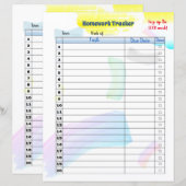 Rainbow Paint Student Hausaufgaben Tracker (Vorne/Hinten)