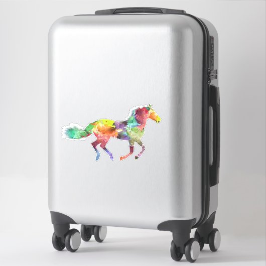 Rainbow Painted Horse Custom-Cut Vinyl Sticker (Koffer)