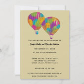 Rainbow Painted Hot Air Balloons Custom Wedding Einladung (Vorderseite)
