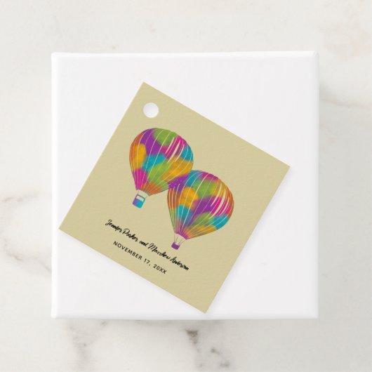 Rainbow Painted Hot Air Balloons Custom Wedding Geschenkanhänger (Beispiel)