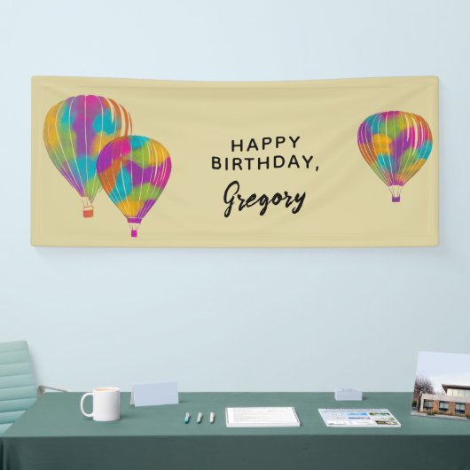 Rainbow Painted Hot Air Balloons Personalisiert Banner (Messe)