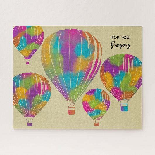 Rainbow Painted Hot Air Balloons Personalisiert Puzzle (Horizontal)