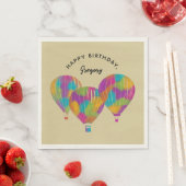 Rainbow Painted Hot Air Balloons Personalisiert Serviette (Beispiel)