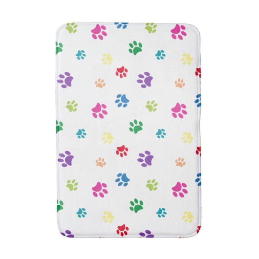 Rainbow Painted Paw Prints Badematte (Vorderseite Vertikal)