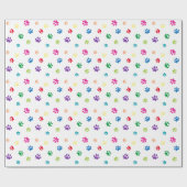 Rainbow Painted Paw Prints Geschenkpapier (Flach)