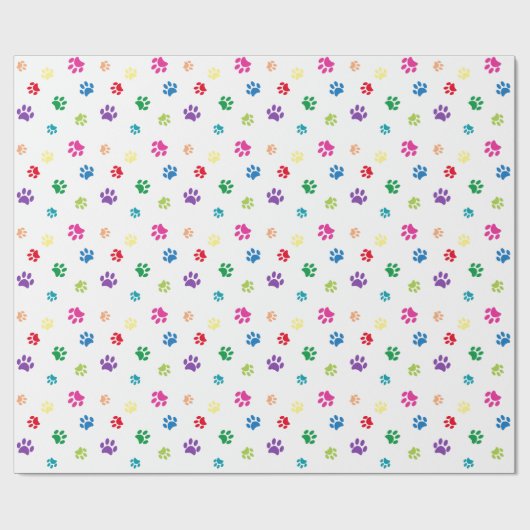 Rainbow Painted Paw Prints Geschenkpapier (Flach)