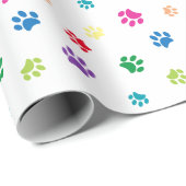 Rainbow Painted Paw Prints Geschenkpapier (Rolleneckpunkt)