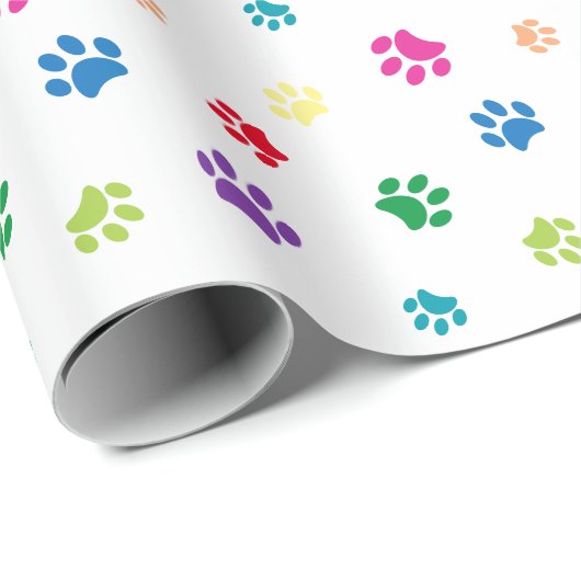 Rainbow Painted Paw Prints Geschenkpapier (Rolleneckpunkt)