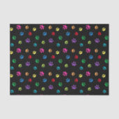 Rainbow Painted Paw Prints on Black Seidenpapier (Vorderseite)