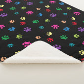 Rainbow Painted Paw Prints on Black Sherpadecke (3/4)