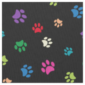 Rainbow Painted Paw Prints on Black Stoff (Nahaufnahme)