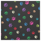 Rainbow Painted Paw Prints on Black Stoff (Muster)