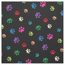 Rainbow Painted Paw Prints on Black