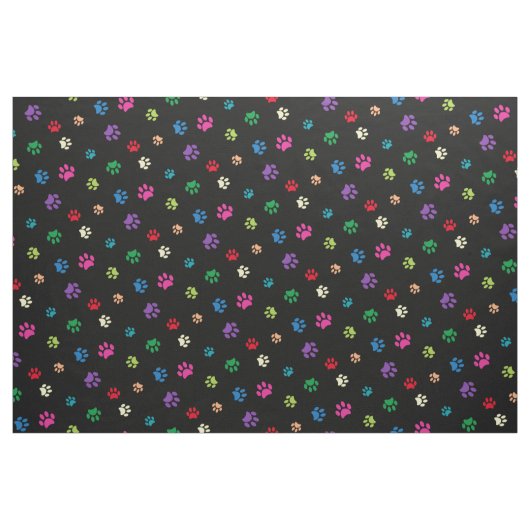 Rainbow Painted Paw Prints on Black Stoff (Fat Quarter (45,7 x 55,9 cm))