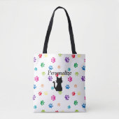 Rainbow Painted Paw Prints Personalisiert Tasche (Vorderseite)