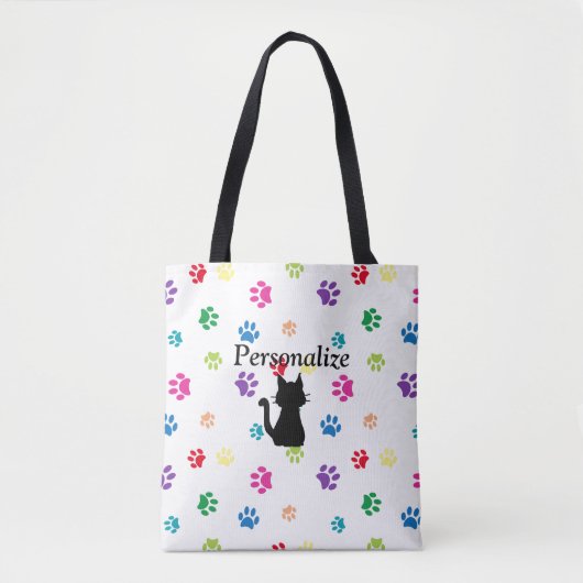 Rainbow Painted Paw Prints Personalisiert Tasche (Vorderseite)
