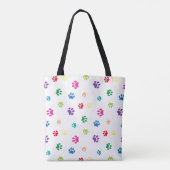Rainbow Painted Paw Prints Personalisiert Tasche (Rückseite)