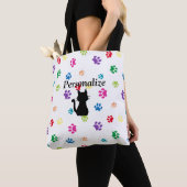 Rainbow Painted Paw Prints Personalisiert Tasche (Von Nahem)