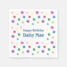 Rainbow Painted Paw Prints Pet Geburtstag