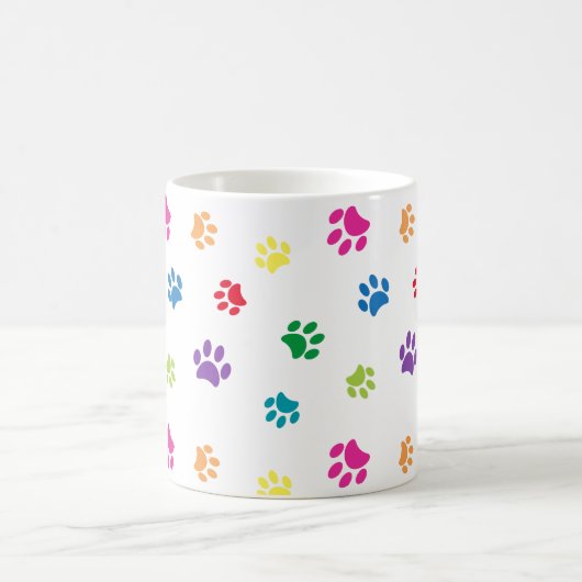 Rainbow Painted Paw Prints Verwandlungstasse (Mittel)