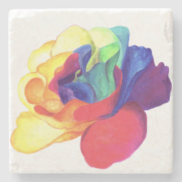 Rainbow Painted Rose Steinuntersetzer