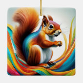 Rainbow Painted Squirrel Keramikornament (Rückseite)