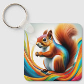 Rainbow Painted Squirrel Schlüsselanhänger (Vorderseite)