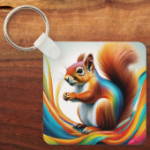 Rainbow Painted Squirrel Schlüsselanhänger (Vorderseite)