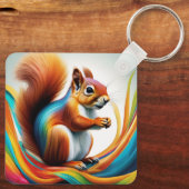 Rainbow Painted Squirrel Schlüsselanhänger (Rückseite)