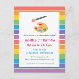 Rainbow Painting Arts Crafts Kindergeburtstag Part Einladung
